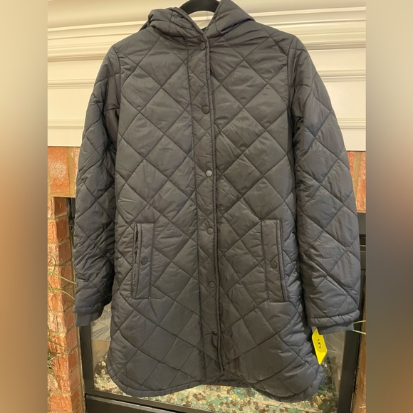 Weatherproof Hooded Diamond Quilted Black Coat, Sizes S and XL - Picture 2 of 7